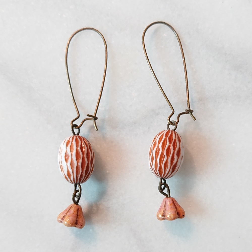 3 for $25 - Flower & Seed Bead Drop Earrings